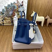 Hermes Birkin 25 Bag Blue Canvas 25cm - 2