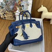 Hermes Birkin 25 Bag Blue Canvas 25cm - 3