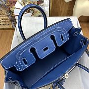 Hermes Birkin 25 Bag Blue Canvas 25cm - 6