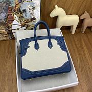 Hermes Birkin 25 Bag Blue Canvas 25cm - 5