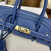 Hermes Birkin 25 Bag Blue Canvas 25cm - 4