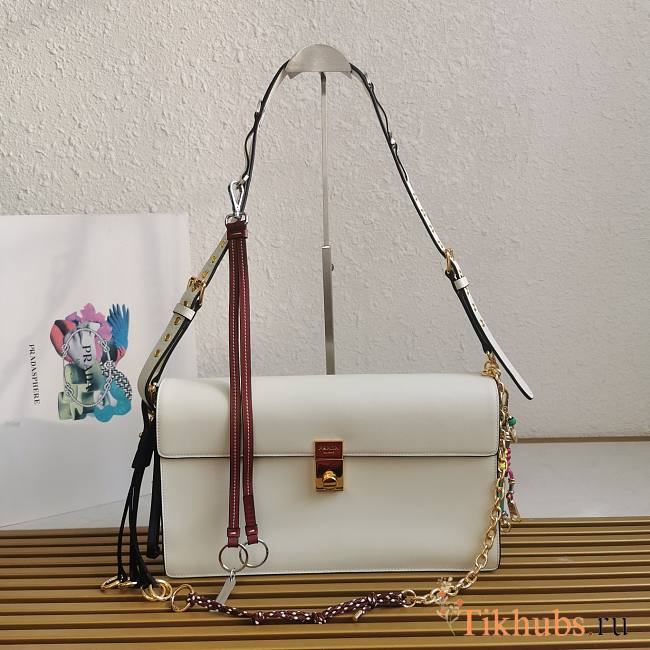 Prada Soft Sound Large White Shoulder Bag 35x19.5x10.5cm - 1