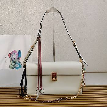 Prada Soft Sound Large White Shoulder Bag 35x19.5x10.5cm