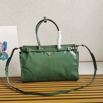 Prada Large Leather Handbag Green 38x24x12cm