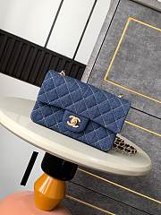 Chanel Small Flap Bag Blue Denim 20cm - 1