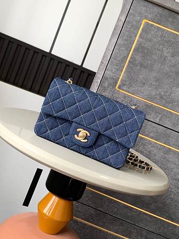 Chanel Small Flap Bag Blue Denim 20cm