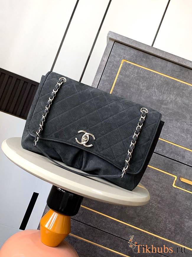 Chanel Flap Bag Black Silver 34x25x10cm - 1