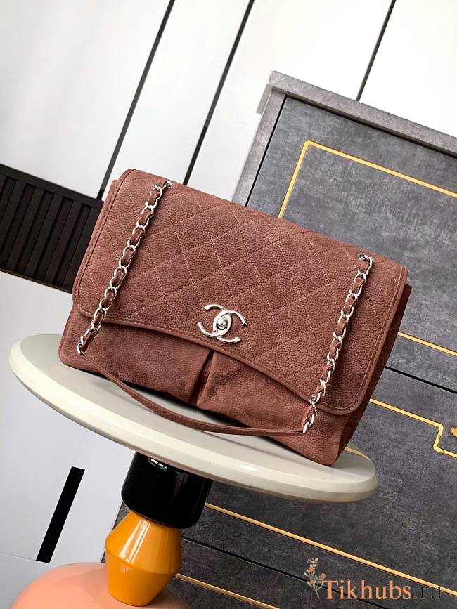 Chanel Flap Bag Brown Silver 34x25x10cm - 1