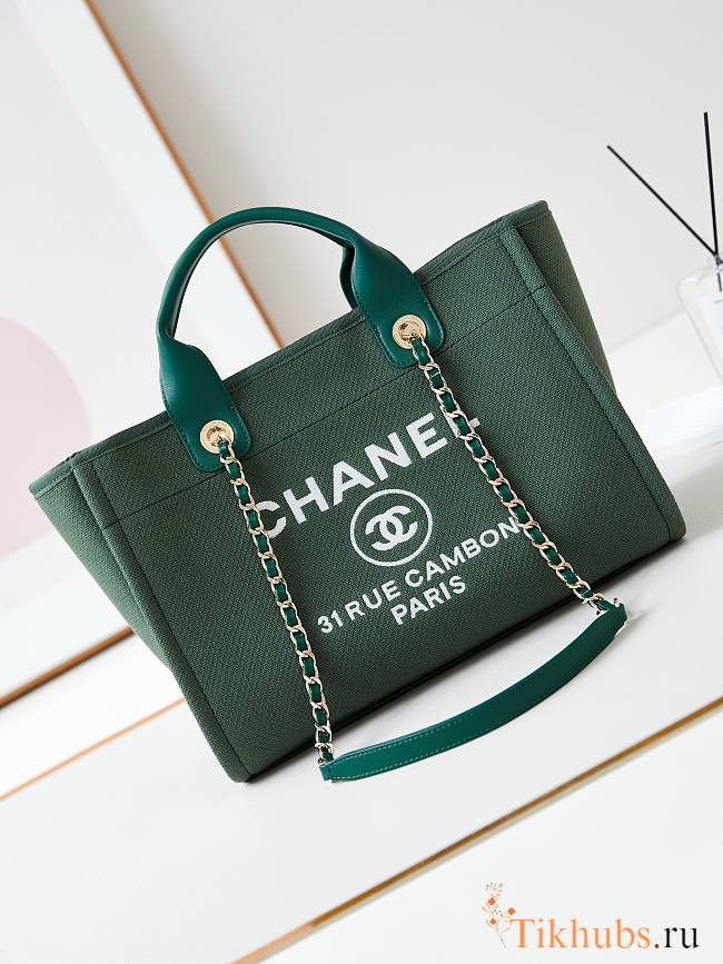 Chanel Shopping Tote Bag Green 32cm - 1