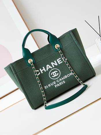 Chanel Shopping Tote Bag Green 32cm