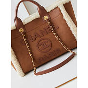 Chanel Shopping Bag Shearling Lambskin Gold Brown 32cm - 2