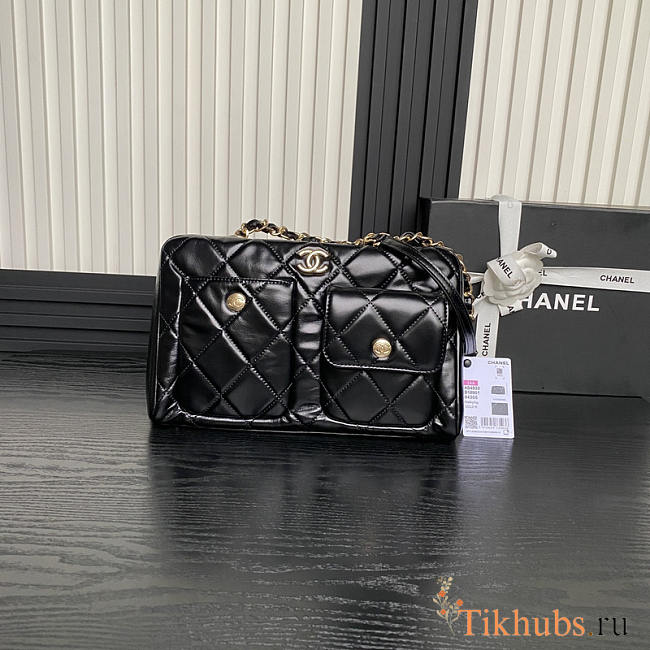 Chanel 24A Shiny Calfskin Shouder Bag Black 29x19x13cm - 1