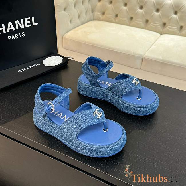 Chanel Blue Denim Sandal - 1