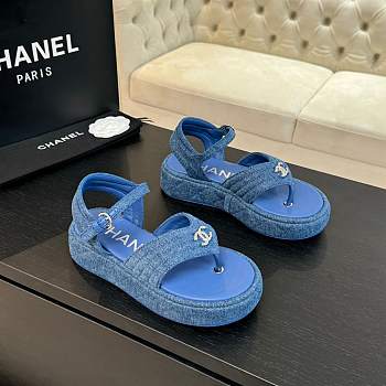 Chanel Blue Denim Sandal