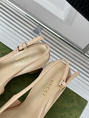 Gucci Women's Horsebit Slingback Beige Patent 7.5cm - 5