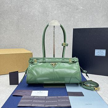 Prada Medium Leather Handbag Green 32x15.5x12cm