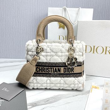 Dior Medium Lady D-Lite Bag Lambskin Shearling 24x20x11cm