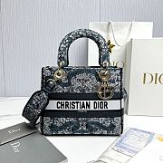 Dior Medium Lady D-Lite Bag Latte Blue 24x20x11cm - 1