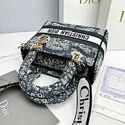 Dior Medium Lady D-Lite Bag Latte Blue 24x20x11cm - 6