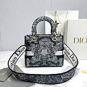 Dior Medium Lady D-Lite Bag Latte Blue 24x20x11cm - 4