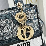 Dior Medium Lady D-Lite Bag Latte Blue 24x20x11cm - 2