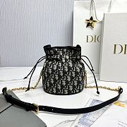 Dior 30 Montaigne Mini Bucket Bag Drawstring Blue 16x18.5x13cm - 4