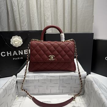 Chanel Coco Top Handle Red Wine Caviar Gold 24x14x10cm