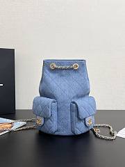 Chanel Backpack Blue Denim Gold 24.5x18x8cm - 1