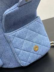 Chanel Backpack Blue Denim Gold 24.5x18x8cm - 6