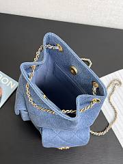 Chanel Backpack Blue Denim Gold 24.5x18x8cm - 4