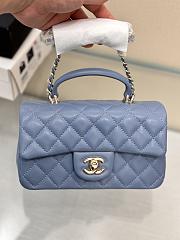 Chanel Top Handle Blue Lambskin 20cm - 4