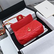 Chanel Mini Flap Bag Lambskin Pearls Gold Red 20x12x6cm - 6