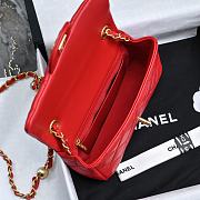 Chanel Mini Flap Bag Lambskin Pearls Gold Red 20x12x6cm - 2