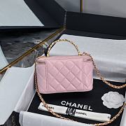 Chanel 24S Top Handle Vanity Case Pink Lambskin 16x8x10cm - 4