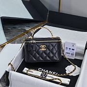 Chanel 24S Top Handle Vanity Case Black Lambskin 16x8x10cm - 1