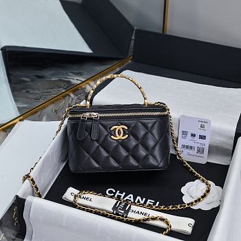 Chanel 24S Top Handle Vanity Case Black Lambskin 16x8x10cm