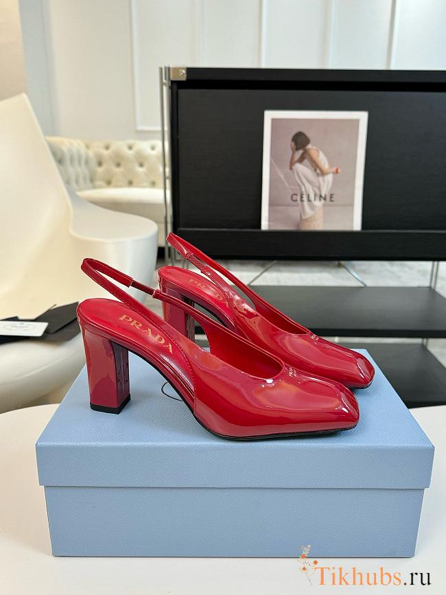 Prada Red 85mm Leather Slingback Pump - 1