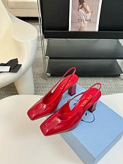 Prada Red 85mm Leather Slingback Pump - 3