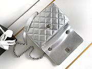 Chanel Top Handle Silver Lambskin Bag 19cm - 6