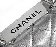 Chanel Top Handle Silver Lambskin Bag 19cm - 4