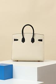 Hermes Birkin 25 Bag White Black Epsom Gold 25cm - 4