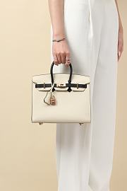 Hermes Birkin 25 Bag White Black Epsom Gold 25cm - 3