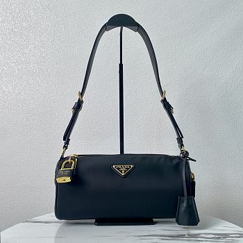 Prada Medium Re-Nylon Leather shoulder Bag Black 27x12x10.5cm