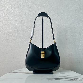 Prada Cleo Brushed Leather Shoulder Bag Black 22x18.5x4.5cm