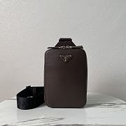 Prada Brique Saffiano Leather Bag Coffee 20x14x4cm - 1