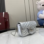 Gucci GG Marmont Matelasse Super Mini Bag Silver 16.5x10x5cm - 6