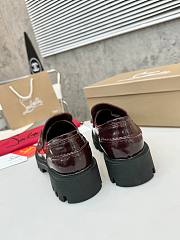 Christian Louboutin CL Moc Lug Red Wine Leather Loafer - 5