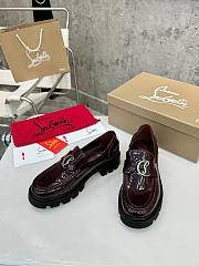 Christian Louboutin CL Moc Lug Red Wine Leather Loafer - 3