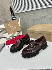 Christian Louboutin CL Moc Lug Red Wine Leather Loafer - 2