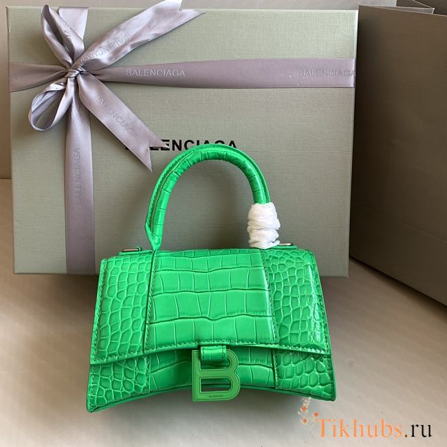 Balenciaga Hourglass Bag Xs Green Crocodile 19cm - 1